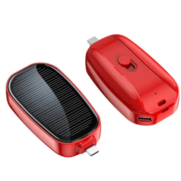 Solar Mini Power Bank Key Ring Portable Charger for Outdoor Camping External Battery Emergent Phone Power Bank 1200Mah